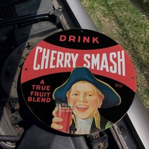 Vintage Cherry Smash True Fruit Blend Drink Porcelain Gas &amp; Oil Pump Sign - £97.89 GBP