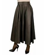 Women&#39;s Stylish Sheepskin Soft Real Leather Long Skirt Flare Dark Brown ... - $2,518.56 MXN+