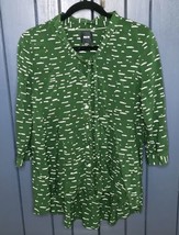 Anthropologie Maeve Green Cloud Pattern Tie Neck Blouse Shirt Size Small - £22.03 GBP