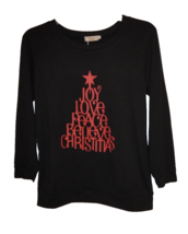 Roshop Woman&#39;s Black Graphic Long Sleeve Christmas Top - Size: L - £11.57 GBP