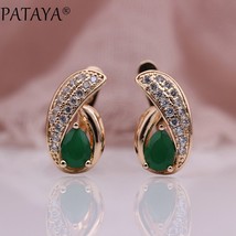 PATAYA New Cute Water Drop Colors Green Natural Zircon Dangle Earrings Women Wed - £16.16 GBP