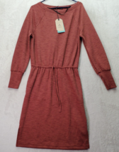 PrAna Sunrise Dress Women&#39;s Small Brown Long Raglan Sleeve Round Neck Drawstring - £29.11 GBP