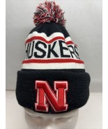 Nebraska Cornhuskers NCAA Black Pom Pom Winter Knit Hat Beanie by New Er... - £14.99 GBP