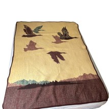 Lintex Virgin Acrylic Blanket Geese Flying Rustic Cabin Farm 60&quot; x 78&quot; Yellow B - £28.20 GBP