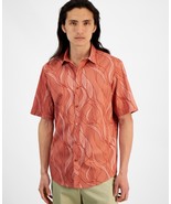 Alfani Men&#39;s Regular-Fit Stretch Abstract Wave-Print Poplin Shirt Rust-S... - $24.65 CAD
