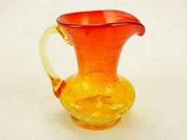 Amberina 4&quot; Pitcher/Bud Vase, Vintage Crackle Glass, Creamer, Syrup, Honey - £15.44 GBP