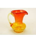 Amberina 4&quot; Pitcher/Bud Vase, Vintage Crackle Glass, Creamer, Syrup, Honey - $19.55