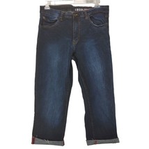 IZOD Men&#39;s 36&quot; Dark Wash Stretch Denim Cuff Leg Jeans Cut-Off Cropped Ankle - $19.35