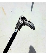 Walking Stick Raven Skull Heavy Alu Handle With Black Wooden Walking Stick - $901.88 MXN