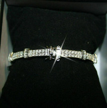 7 In Double Row Diamond Alternatives Tennis Bracelet 14k White Gold over 925 SS - £73.81 GBP