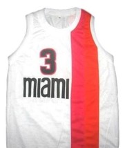 Dwyane Wade #3 Miami Floridians Custom Basketball Jersey Sewn White Any Size image 4