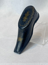 Antique 18th Century Wood Shoe Hinged Trinket Box Carved Black Lacquer &amp; Gold - £103.47 GBP