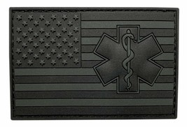 Medic Emt Ems Paramedic Usa Flag Patch (3D Pvc Rubber -HookFastener-MU4) - £7.17 GBP
