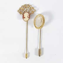 Vintage Cameo Hat Lapel Stick Pin Art Nouveau Deco Lot of 2 - £23.43 GBP