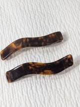 Vintage Tortoiseshell Barrette SET 2 Hair Clip brown wave wavy Made in Taiwan - $23.00