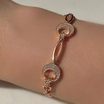 4Ct Round Cut Lab-Created Diamond Women Moon Chain Bracelet 14k Rose Gold Plated - £235.00 GBP