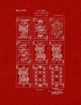 Deck Of Playing Cards Patent Print - Burgundy Red - £5.97 GBP+