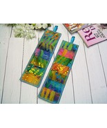 Handmade "TIE-DYE" 2 Reversible Batik Patchwork Bookmarks - Stocking Stuffer - $8.00