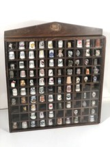 Thimble Collection Porcelain Pewter Brass 88 Lot 100 Display Case Lillia... - $123.74