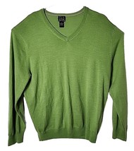 Jos A. Bank Men XXL Traveler&#39;s Collection Wool Green V-neck Pullover Sweater - £37.46 GBP
