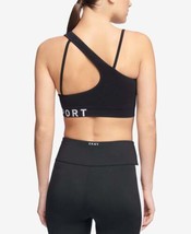 DKNY Womens Sport Asymmetrical Strappy Back Low Impact Sports Bra Black ... - £28.77 GBP