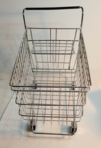Miniature Metal Shopping Cart that Rolls VTG image 4