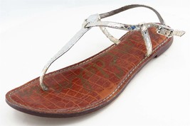Sam Edelman Size 7.5 M Silver T-Strap Synthetic Women Sandal Shoes - £15.53 GBP