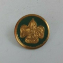 Vintage GS US Forces Eagle Gold Tone On Gren Round Lapel Hat Pin - £4.26 GBP