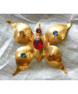 Art Deco Multi-color Rhinestone Gold-tone Butterfly Brooch 1940s vintage... - £22.68 GBP