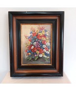 Floral Oil Painting on Canvas by Jo Rens, Vtg Framed Still Life Farmhous... - $172.64 CAD