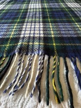 Vintage Connemara Wool Throw 59x68 Foxford Irish Blue &amp; Green Tartan Plaid - £42.40 GBP