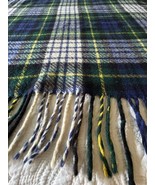 Vintage Connemara Wool Throw 59x68 Foxford Irish Blue &amp; Green Tartan Plaid - £43.37 GBP