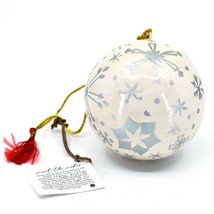 Asha Handicrafts Painted Papier-Mâché Silver Snowflakes Christmas Ornament - £3.94 GBP