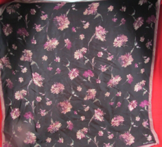 Ellen Tracy Womens Floral Silk Scarf Shawl Black Multicolor 35x35&quot; - £9.61 GBP