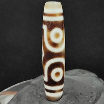 Old Indo Tibetan Agate 3 Eyes in eyes &amp; lines Agate stone Dzi Bead Amulet - £92.52 GBP