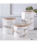3 Pcs Set Marbled Ceramic Storage Jar with Lid - $315.15 CAD