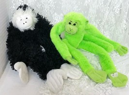 Pair of Plush Monkeys Bean Bag Bottoms Hook &amp; Loop Hands and Feet 13-15&quot; - £13.32 GBP