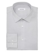 Calvin Klein Refined Cotton Stretch Dress Shirt Men&#39;s 17 34/35 Grey Regu... - $49.57 CAD