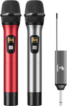Wireless Microphone, Metal Cordless Mic with Rechargeable Receiver, 200Ft Range  - £63.94 GBP