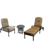 Outdoor chaise lounge and club chair set of 3 cast aluminum adjustable p... - $2,350.65 CAD