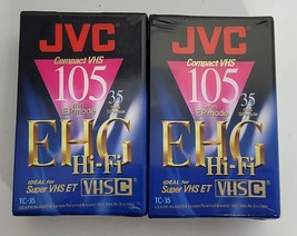 Lot of 2 JVC 105 Minute VHS-C Compact Video Tape Cassette TC-35 EHG Seal... - £10.14 GBP