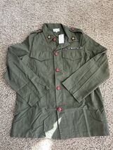 Sugar Lips Army Green Jacket Women’s Size XS Military Style Red Button New - €17,16 EUR