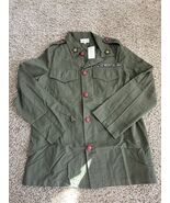 Sugar Lips Army Green Jacket Women’s Size XS Military Style Red Button New - $27.59 CAD