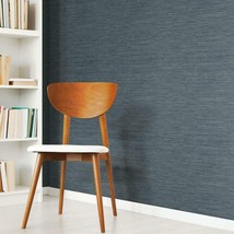 Blue Faux Grasscloth Non-Textured Peel And Stick Wallpaper By Roommates, 20 - £32.07 GBP