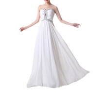 Kivary Women&#39;s Sweetheart Beaded A Line Chiffon Key-hole Long Prom Bridesmaid Ev - £85.91 GBP