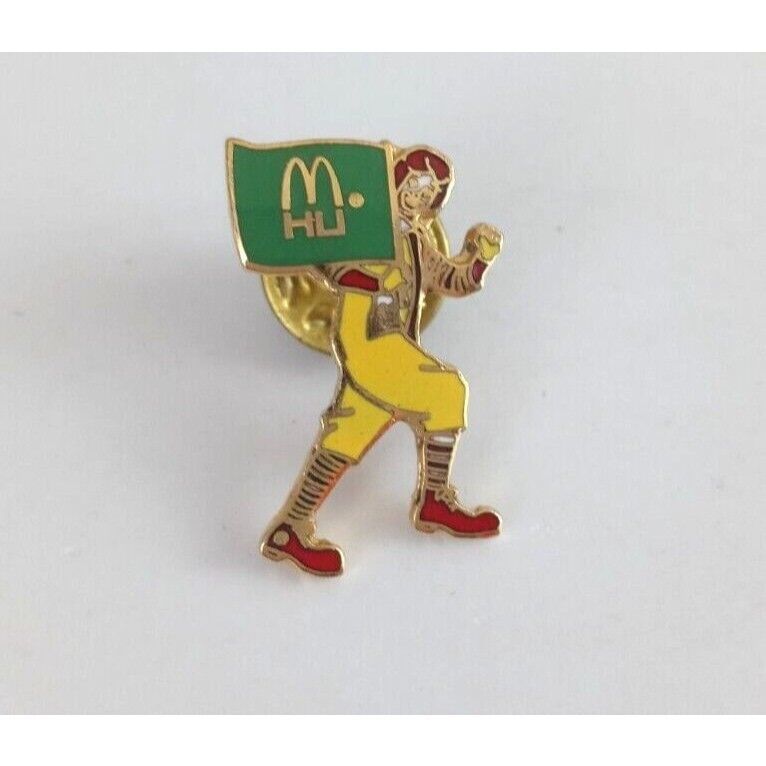 Primary image for Vintage Ronald McDonald With McDonald's HU Sign McDonald's Employee Hat Pin Rare