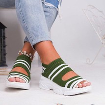 sandals 2021 high heels platform women shoes summer female flats knitting slip on peep thumb200