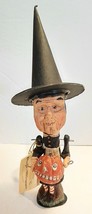 Rare Poli Woggs Folk Art Halloween Witch &amp; Pumpkin Hang Tag PRE-Dept 56 Version - $89.99