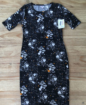LuLaRoe Womens JULIA Dress Size Small Black White Yellow Geometric Shape... - $22.40