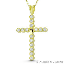 Cubic Zirconia Bezel Crucifix Cross .925 Sterling Silver 14k Gold-Plated Pendant - $29.27+
